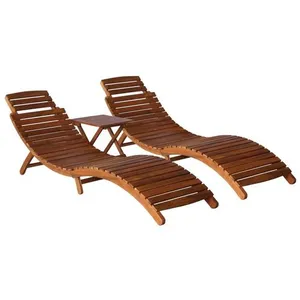 Comparateur de prix : vidaXL Chaise longue avec table à thé 3 pcs Bois d'acacia massif