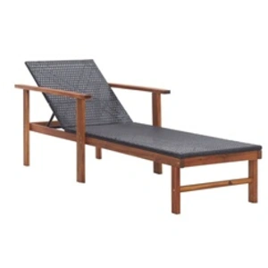 Comparateur de prix : vidaXL Chaise longue Résine tressée et bois d'acacia massif Noir