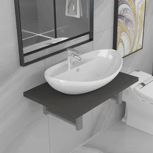 Comparateur de prix : vidaXL Meuble de salle de bain en deux pièces Céramique Gris