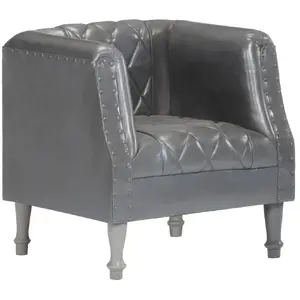 vidaXL Fauteuil Gris Cuir véritable de chèvre pas cher
