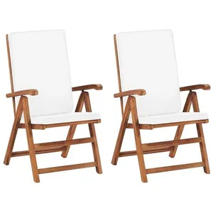 vidaXL Chaises inclinables 2 pcs avec coussins Teck solide Crème