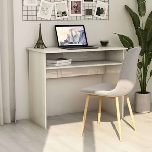 Comparateur de prix : vidaXL Bureau Blanc brillant 90x50x74 cm Aggloméré
