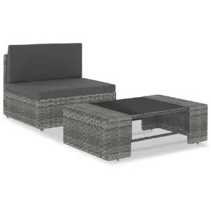 vidaXL Salon de jardin 2 pcs Résine tressée Gris
