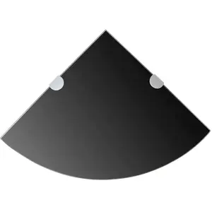 Comparateur de prix : vidaXL Étagères d'angle 2 pcs et supports chromés Verre Noir 25x25 cm
