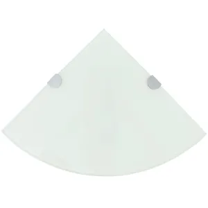 vidaXL Étagères d'angle 2 pcs et supports chromés Verre Blanc 25x25 cm pas cher