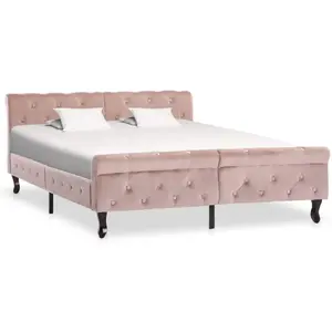 vidaXL Cadre de lit Rose Velours 140 x 200 cm