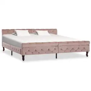 vidaXL Cadre de lit Rose Velours 200 x 200 cm pas cher