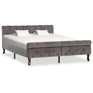 vidaXL Cadre de lit Gris Velours 140 x 200 cm pas cher