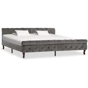vidaXL Vidaxl Cadre De Lit Sans Matelas Gris Velours 200x200 Cm pas cher