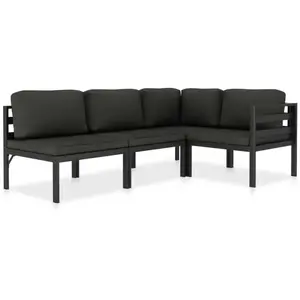 vidaXL Salon de jardin 4 pcs avec coussins Aluminium Anthracite pas cher
