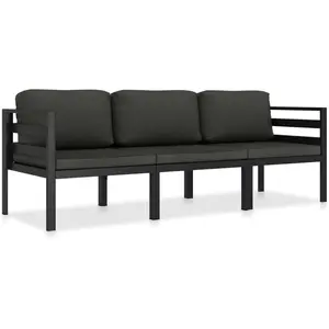 vidaXL Salon de jardin 3 pcs avec coussins Aluminium Anthracite pas cher