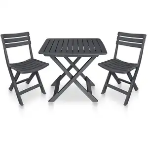 Comparateur de prix : vidaXL Mobilier de bistro pliable 3 pcs Plastique Anthracite