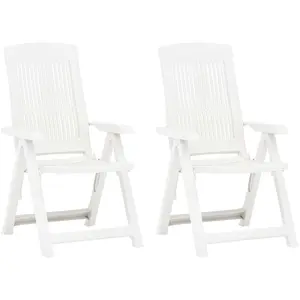 vidaXL Chaises inclinables de jardin 2 pcs Plastique Blanc