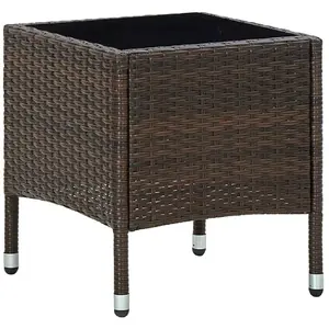 vidaXL Table de jardin Marron 40x40x45 cm Résine tressée pas cher