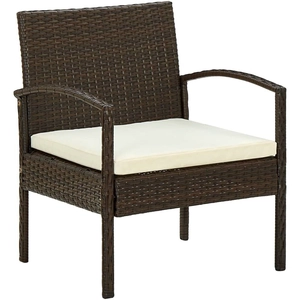 vidaXL Chaise de jardin avec coussin Résine tressée Marron pas cher