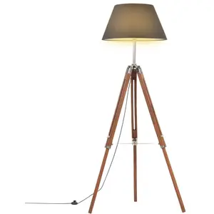 vidaXL Lampadaire à trépied Marron miel et noir Bois de teck 141 cmVendu parvidaxl