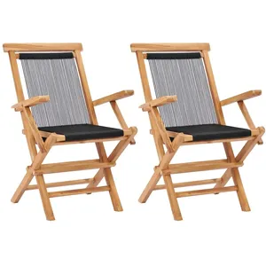 vidaXL Chaises pliables de jardin 2 pcs Bois de teck solide et corde pas cher