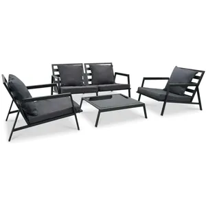 vidaXL Salon de jardin 4 pcs avec coussins Aluminium Gris foncé pas cher