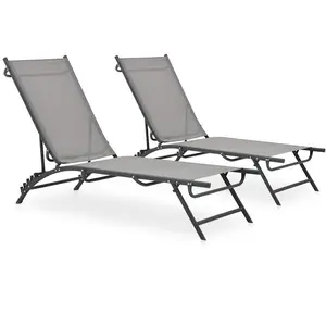 vidaXL Chaises longues 2 pcs Textilène et acier