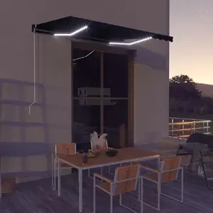 Comparateur de prix : vidaXL Auvent manuel rétractable avec LED 350x250 cm Anthracite
