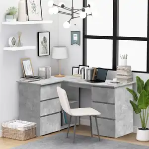 Comparateur de prix : vidaXL Bureau d'angle Gris béton 145x100x76 cm Aggloméré