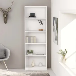 vidaXL Bibliothèque à 5 niveaux Blanc 60x24x175 cm Bois d’ingénierie pas cher
