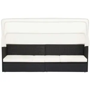 Comparateur de prix : vidaXL Canapé de jardin avec auvent Noir Résine tressée