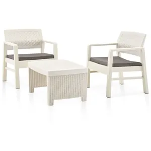 vidaXL Salon de jardin 3 pcs Plastique Blanc