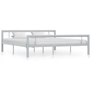 vidaXL Cadre de lit Gris et blanc Métal 180 x 200 cm pas cher