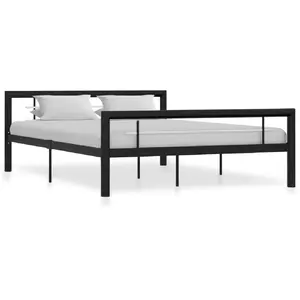 vidaXL Cadre de lit Noir et blanc Métal 120 x 200 cm pas cher