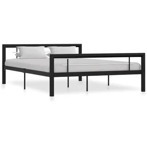 vidaXL Cadre de lit Noir et blanc Métal 140 x 200 cm pas cher