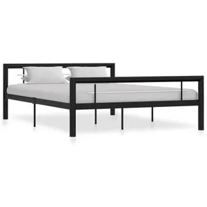 vidaXL Cadre de lit Noir et blanc Métal 160 x 200 cm pas cher