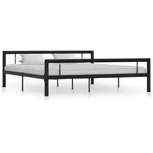 vidaXL Cadre de lit Noir et blanc Métal 180 x 200 cm pas cher