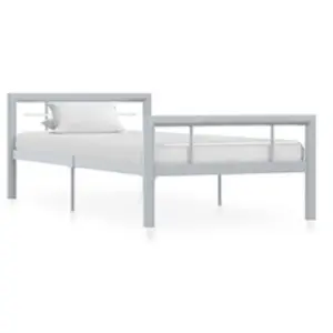 vidaXL Cadre de lit Gris et blanc Métal 90 x 200 cm pas cher