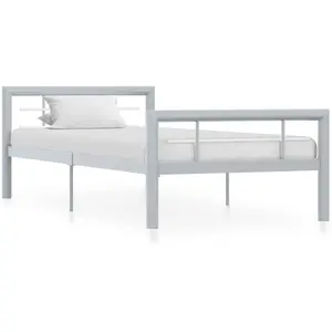 vidaXL Cadre de lit Gris et blanc Métal 100 x 200 cm pas cher