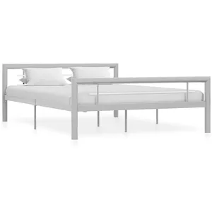 vidaXL Cadre de lit Gris et blanc Métal 140 x 200 cm pas cher