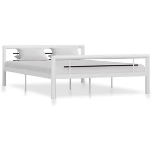 vidaXL Cadre de lit Blanc et noir Métal 120 x 200 cm pas cher