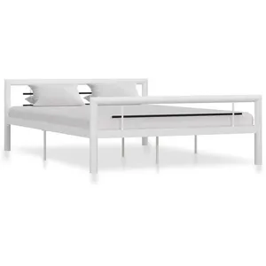 vidaXL Cadre de lit Blanc et noir Métal 160 x 200 cm pas cher