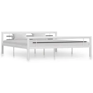 vidaXL Vidaxl Cadre De Lit Sans Matelas Blanc Et Noir Métal 180x200 Cm pas cher