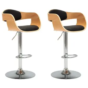 Comparateur de prix : vidaXL Chaises de bar lot de 2 noir bois courbé et similicuir