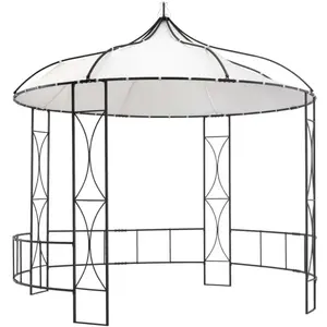vidaXL Belvédère 300 x 290 cm Blanc Rond pas cher
