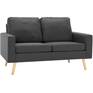 vidaXL Canapé à 2 places Gris foncé Tissu pas cher
