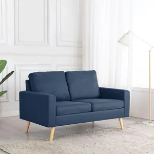 vidaXL Canapé à 2 places Bleu Tissu pas cher