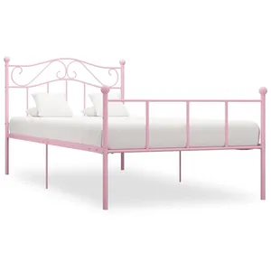 vidaXL Cadre de lit Rose Métal 90 x 200 cm