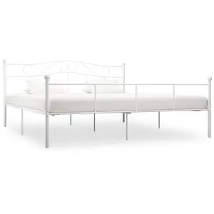 vidaXL Cadre de lit Blanc Métal 180 x 200 cm pas cher