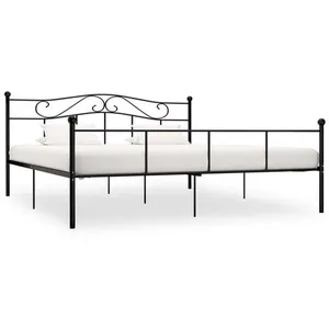 vidaXL Vidaxl Cadre De Lit Sans Matelas Noir Métal 180x200 Cm pas cher