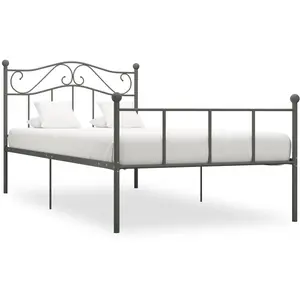 vidaXL Cadre de lit Gris Métal 100 x 200 cm pas cher
