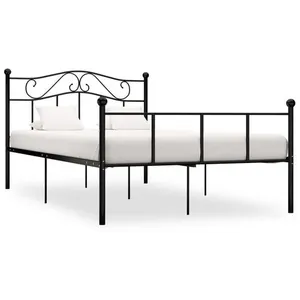 vidaXL Cadre de lit Noir Métal 140 x 200 cm pas cher