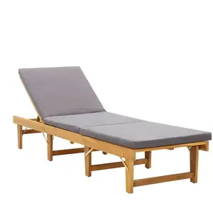Comparateur de prix : vidaXL Chaise longue pliante avec coussin Bois d'acacia solide