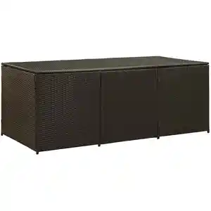 Comparateur de prix : vidaXL Boîte de rangement de jardin résine tressée 180x90x70 cm marron